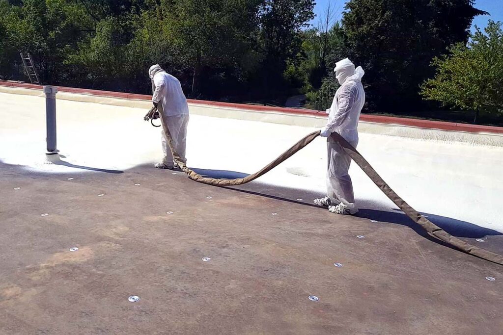 Flat roof coatings spf foam gard